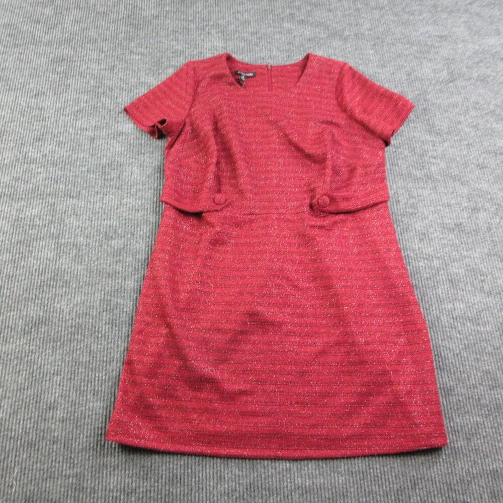41Hawthorn Dress Womens 2X Red Sweater Dress Short Sleeve Striped Knit Pockets